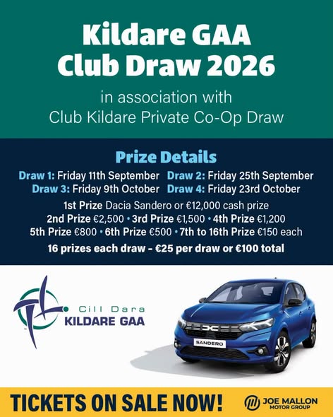 Well done to Chris Byrne on his win in tonight's Official Kildare GAA draw